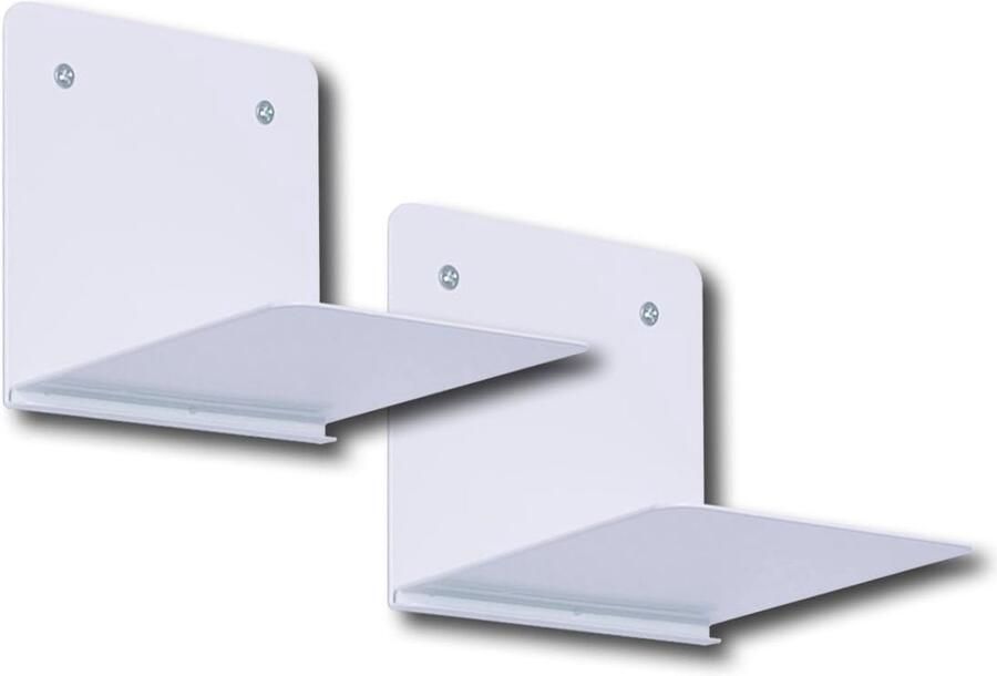 Zwevend Boekenrek 2-delige Set Onzichtbare Boekenkast in Staal en Wit