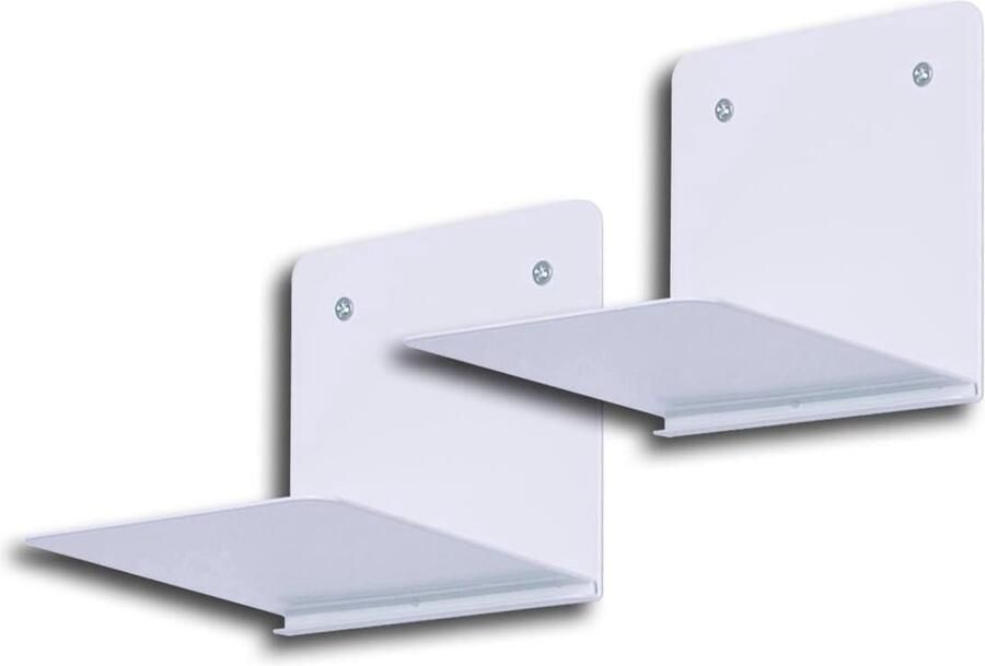 Zwevend boekenrek ALADIN onzichtbare boekenkast staal 2 stuks wit