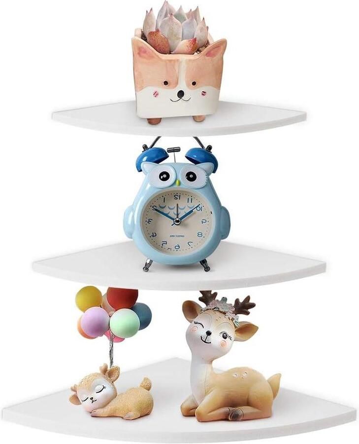 Zwevend hoekrek van need contetn in html Zwevend hoekrek met 3 planken Wandopbergrek voor thuis en op kantoor