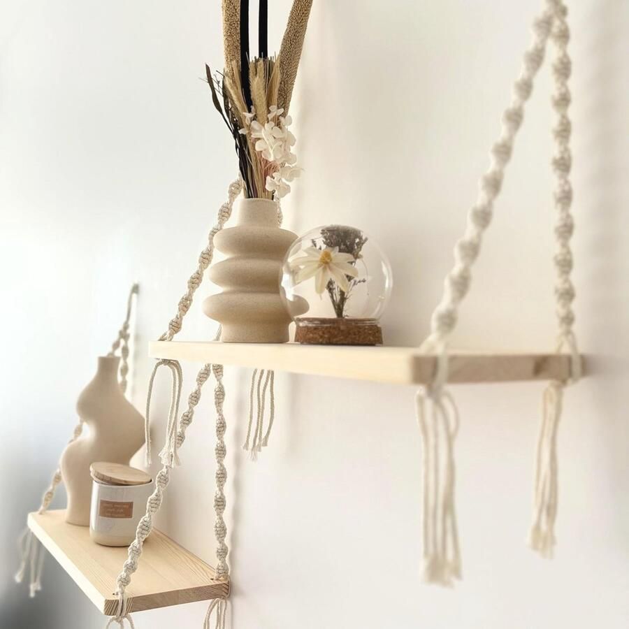 Zwevend Houten Wandrek Bohemien Decoratie voor Jouw Interieur