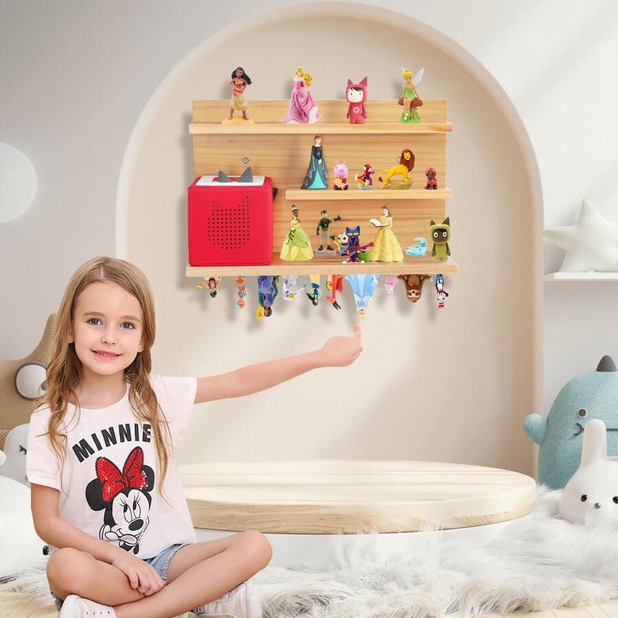 Zwevend Houten Wandrek voor Kinderkamer met Kabelbeheer en Veiligheidshoeken