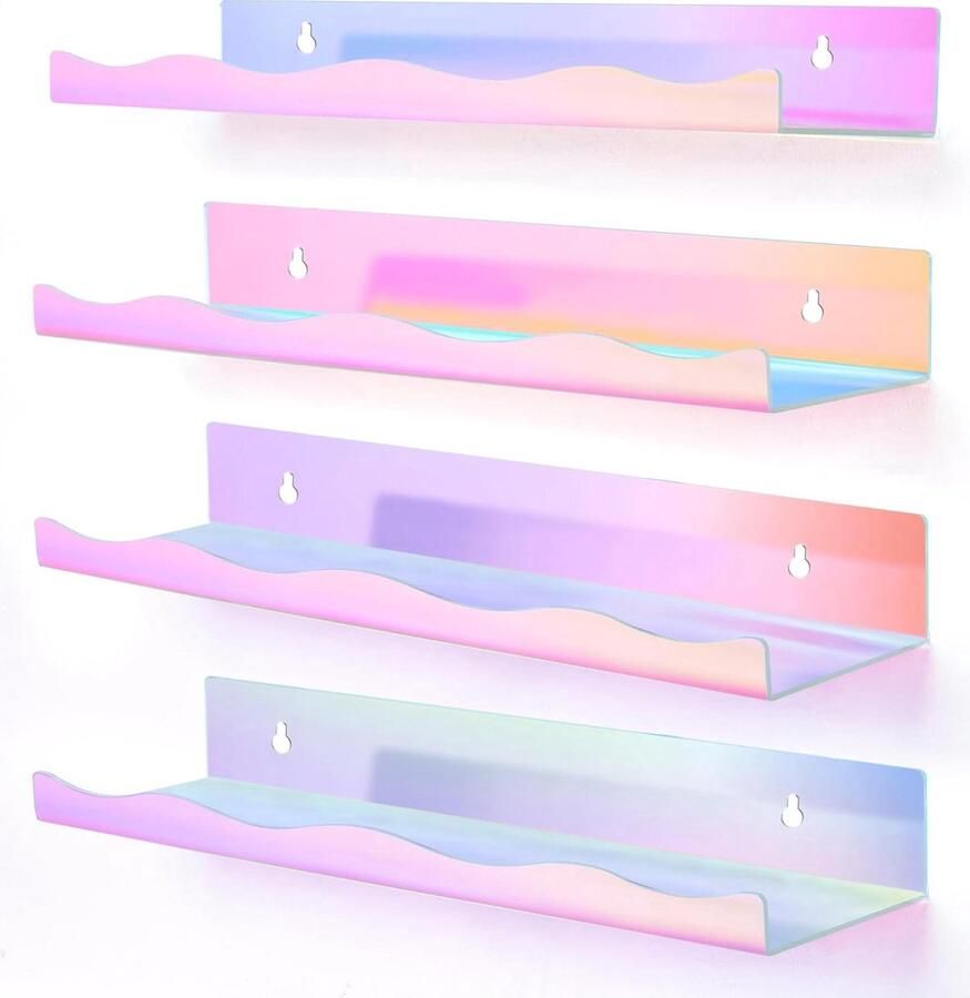 Zwevend Iriserende Planken Decoratieve Display Planken 4 Stuks Acryl 40 cm