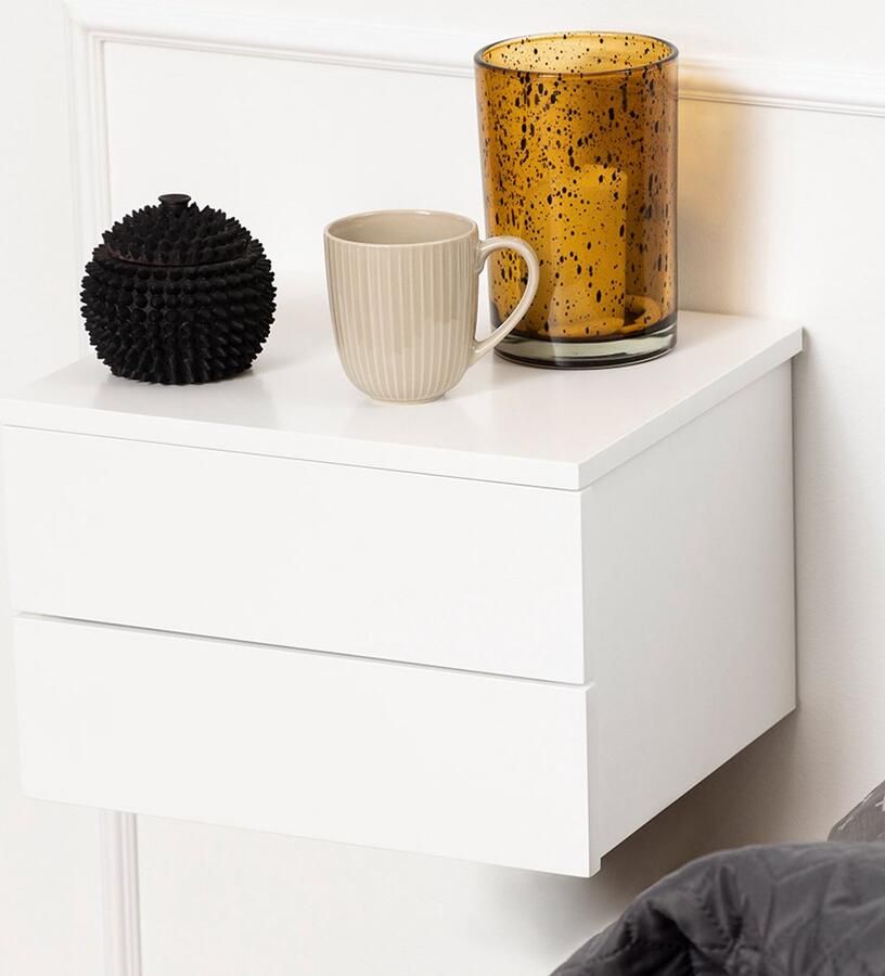 SMUK Zwevend Nachtkastje 2 Lades Sadie Wit