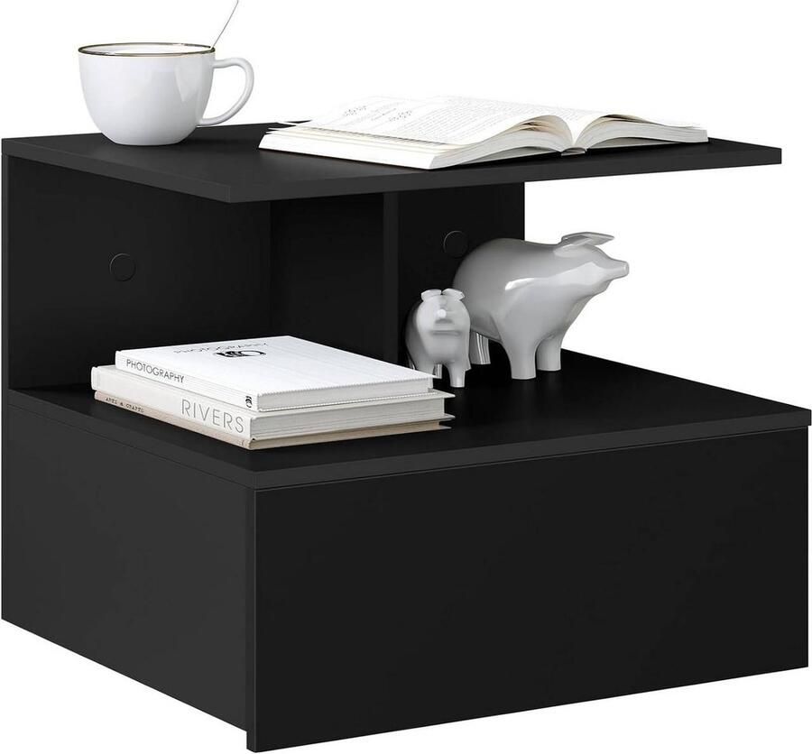 Rootz Living Rootz Zwevend nachtkastje Aan de muur gemonteerd nachtkastje Ruimtebesparende kast Scandinavische stijl E1 Houtmateriaal 40 cm x 31 cm x 35 cm