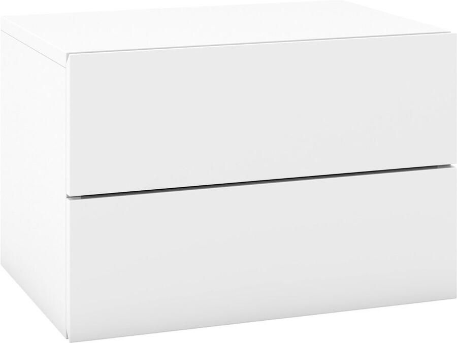 Zwevend nachtkastje met lades – Wandgemonteerd moderne slaapkameropslag – Grijs Wit