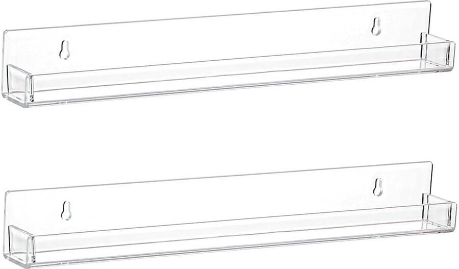 Zwevend platenrek verpakking van 2 38 cm wandplank gemaakt van helder acryl ter decoratie van de kamer geschikt voor slaapkamer woonkamer en badkamer perfect voor het tentoonstellen en organiseren van boeken foto's en cosmetica