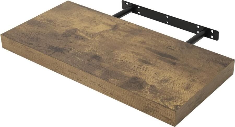Zwevend rek wandplank vrij zwevend wandplank boekenplank houten plank voor boeken foto's decoratie 50 x 23 x 3 8 cm vintage bruin RG9368hov