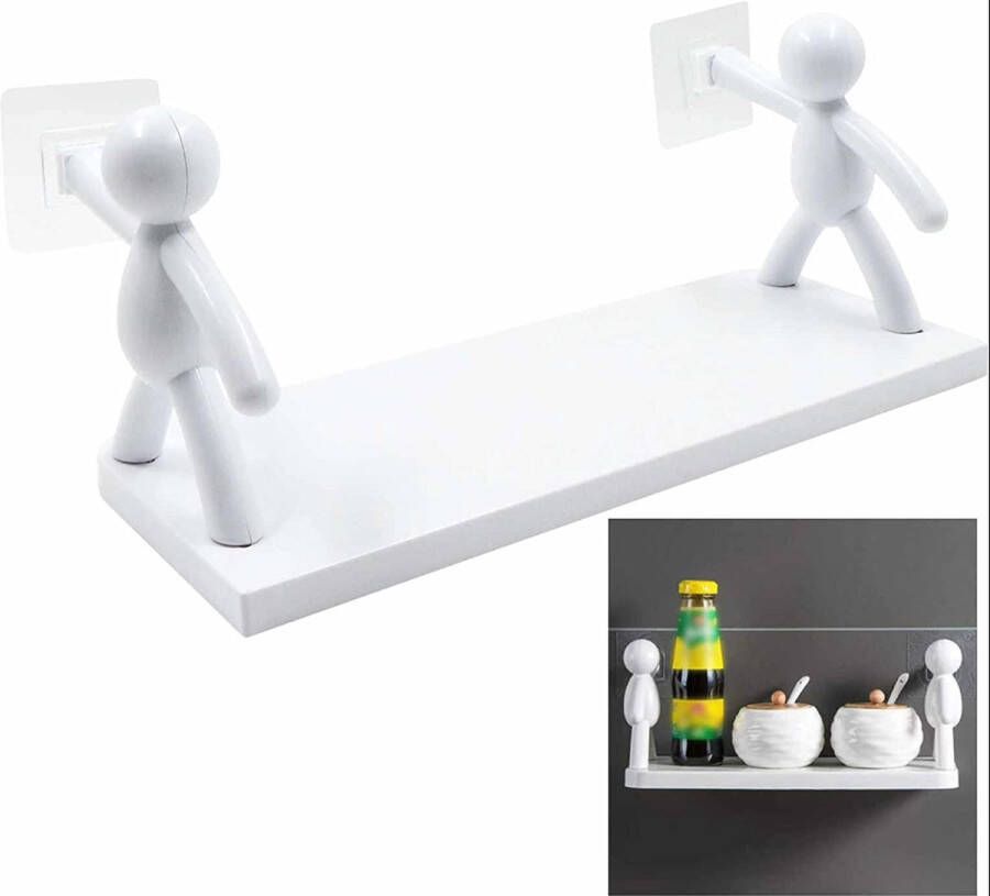 Zwevend rek – wandplanken – badkamerrek kunststof opbergrek make-up organizer – kruidenrek – wandrek zonder boren – wandopslag wandgemonteerd boekrek wit