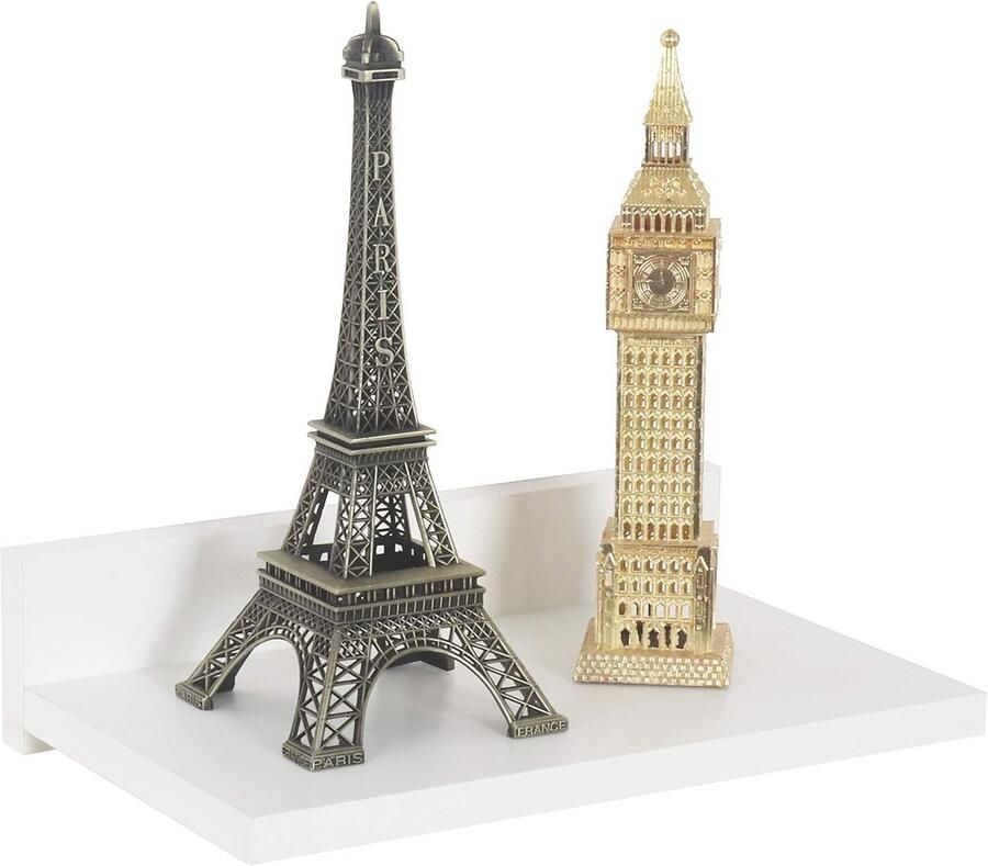 Zwevend Wandrek 30 x 8 x 19 cm Multifuntioneel Fotorek en Boekenrek in Mat Wit