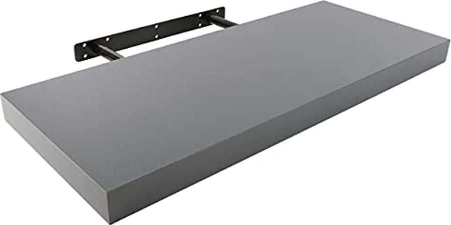 Zwevend Wandrek 60 x 25 cm Onzichtbare Bevestiging Antraciet Grijs Decoratieve Plank voor Huis en Kantoor