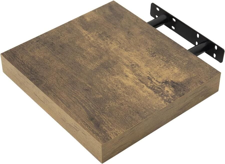 Zwevend Wandrek Houten Plank voor Boeken en Decoratie Vintage Bruin 30x23x3 8 cm