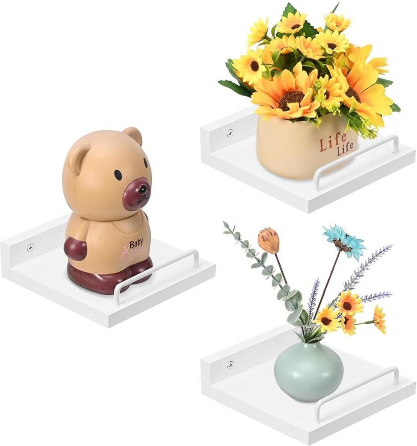 Zwevend Wandrek Massief Hout Set van 3 Ruimtebesparend