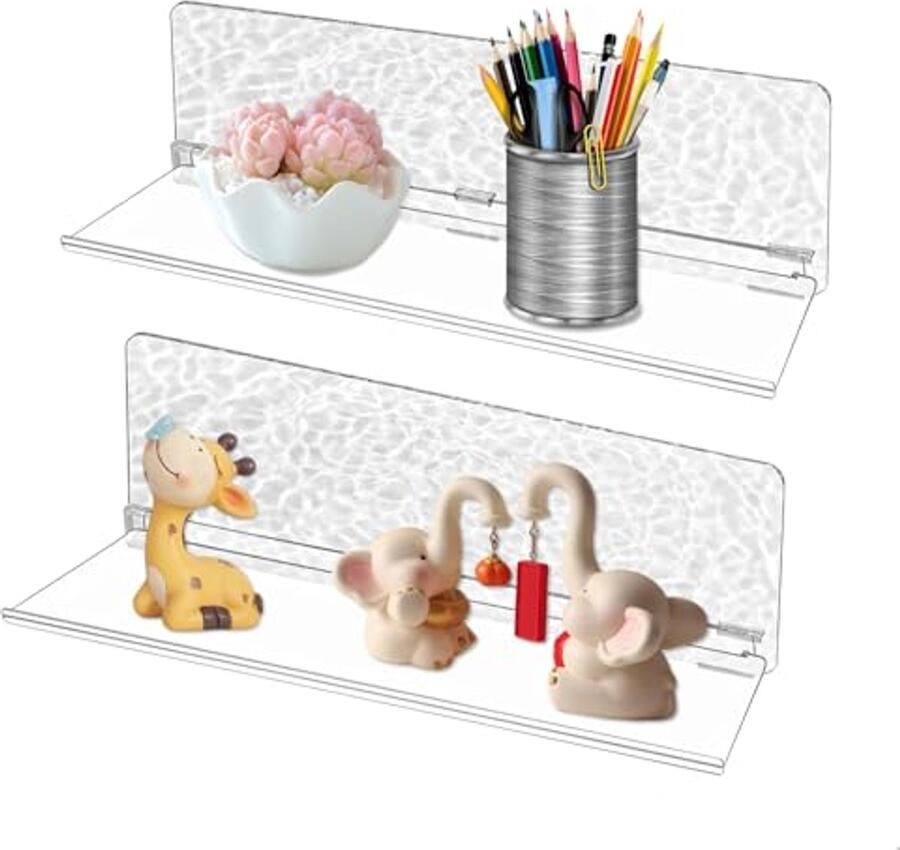 Zwevend Wandrek met 2 Planken voor Wanddecoratie Perfecte Opbergruimte voor Woonkamer Slaapkamer en Hal