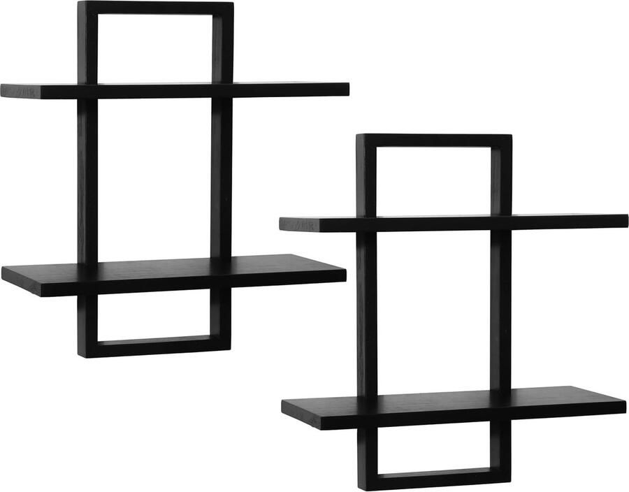 Zwevend Wandrek Met Eikenframe Twee Verdiepingen Voor Optimale Opslag En Decoratie