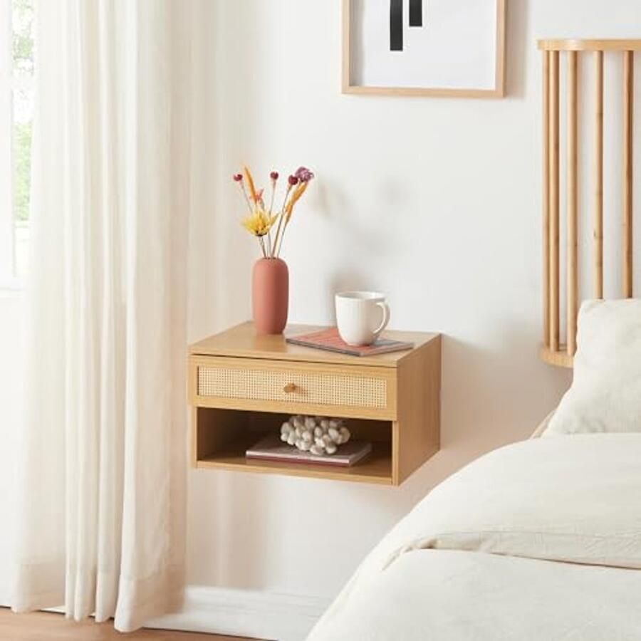 Zwevend Wandrek met Lade en Open Vak Wandplank 40x32x23 cm in Eikenkleur