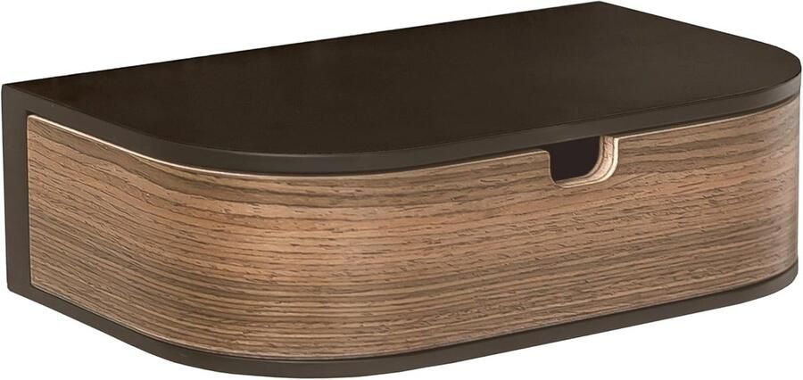 Zwevend wandrek met laden hangend wandrek zwart walnoot hout