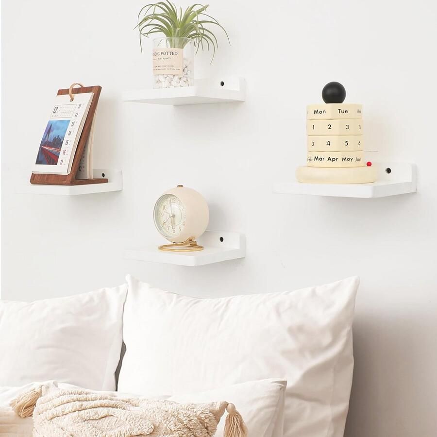 Zwevend Wandrek Mini Houten Planken voor Muurdecoratie Set van 3 Ideaal voor Slaapkamer Woonkamer Badkamer en Keuken - Foto 2