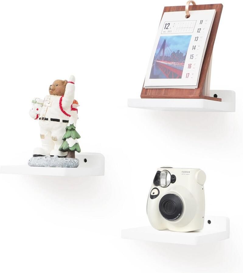 Zwevend Wandrek Mini Houten Planken voor Muurdecoratie Set van 3 Ideaal voor Slaapkamer Woonkamer Badkamer en Keuken