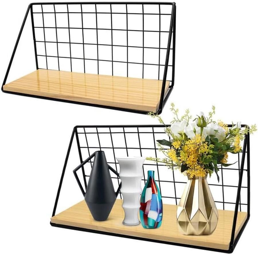 Zwevend wandrek multifunctioneel set van 2 rustiek ontwerp