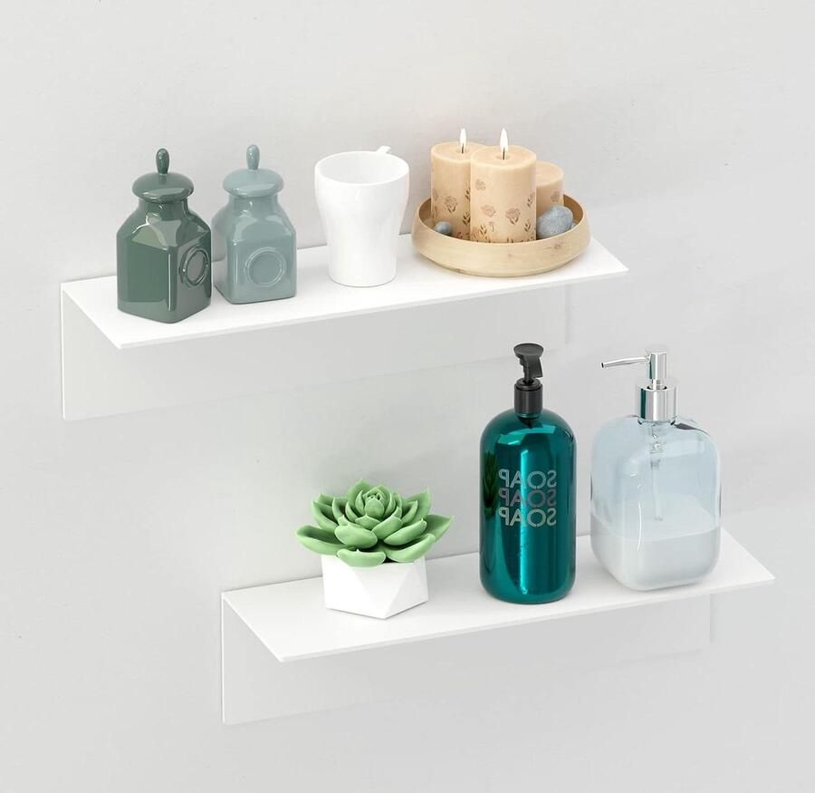 Zwevend wandrek set Toski 2-delig 40 cm breed voor slaapkamer keuken woonkamer wit