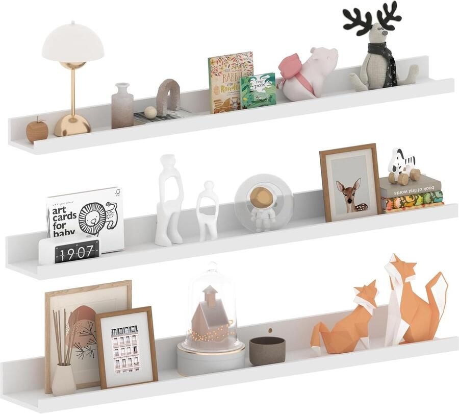 Zwevend Wandrek Set van 3 Houten Wandplanken voor Slaapkamer Badkamer en Keuken 90 cm