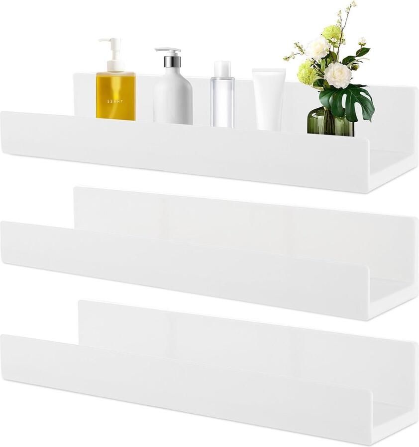 Zwevend Wandrek Set van 3 Wit Kunststof 23 cm