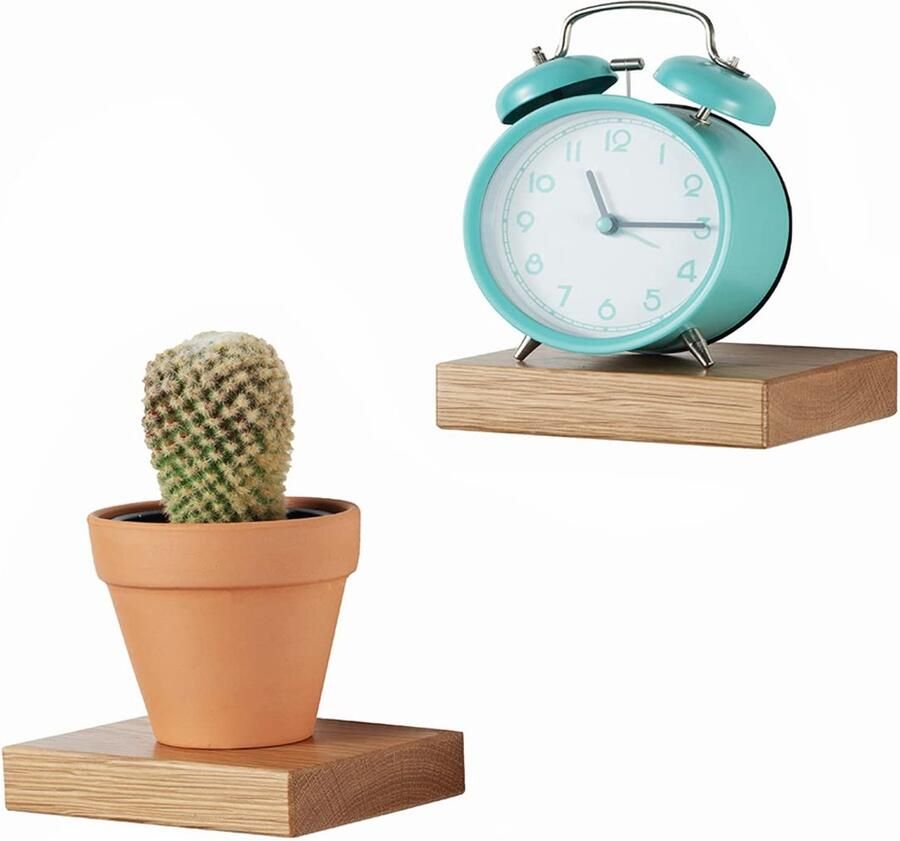 Zwevend Wandrek van Hoogwaardig Massief Eikenhout in Minimalistisch Design Set van 2 Stuks