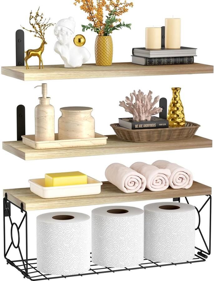 Zwevend wandrek van hout veelzijdig en stijlvol 1 stuk natuurlijk