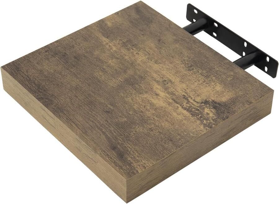 Zwevend wandrek voor boeken en decoratie Houten wandplank 25 x 23 x 3 8 cm Vintage bruin