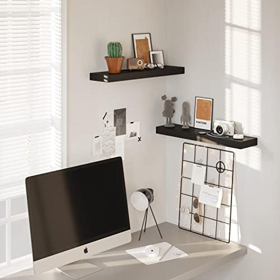 Zwevend Wandrek voor Decoratie en Opslag 24 x 6 cm Zwart