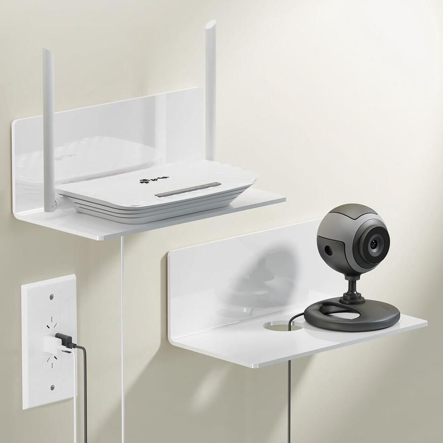 Zwevend Wandrek Zonder Boren Set van 2 Zelfklevende Planken voor Badkamer Woonkamer en Keuken 23 cm Breed