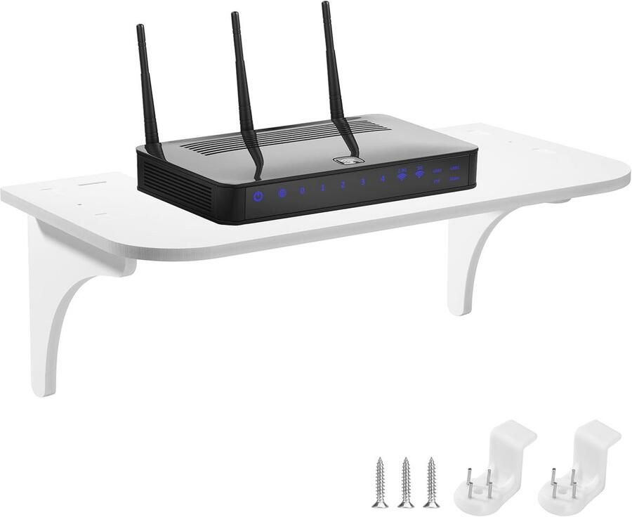 Zwevend Wandrek zonder Boren voor Router Camera's en Meer 39 x 20 x 13 5 cm Wit