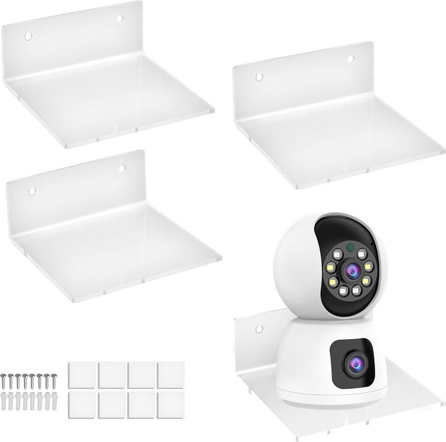 Zwevend Wandrek zonder boren zelfklevend set van 4 wit acryl