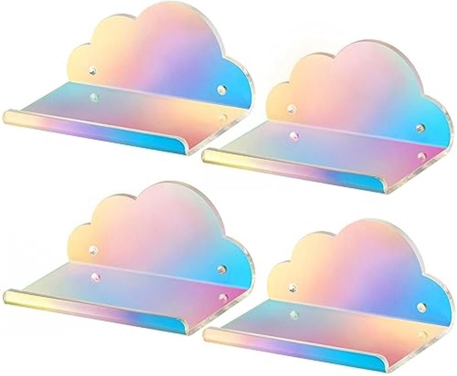 Zwevende Acryl Planken Set van 4 Multifuntionele Wandplanken voor Huisdecoratie