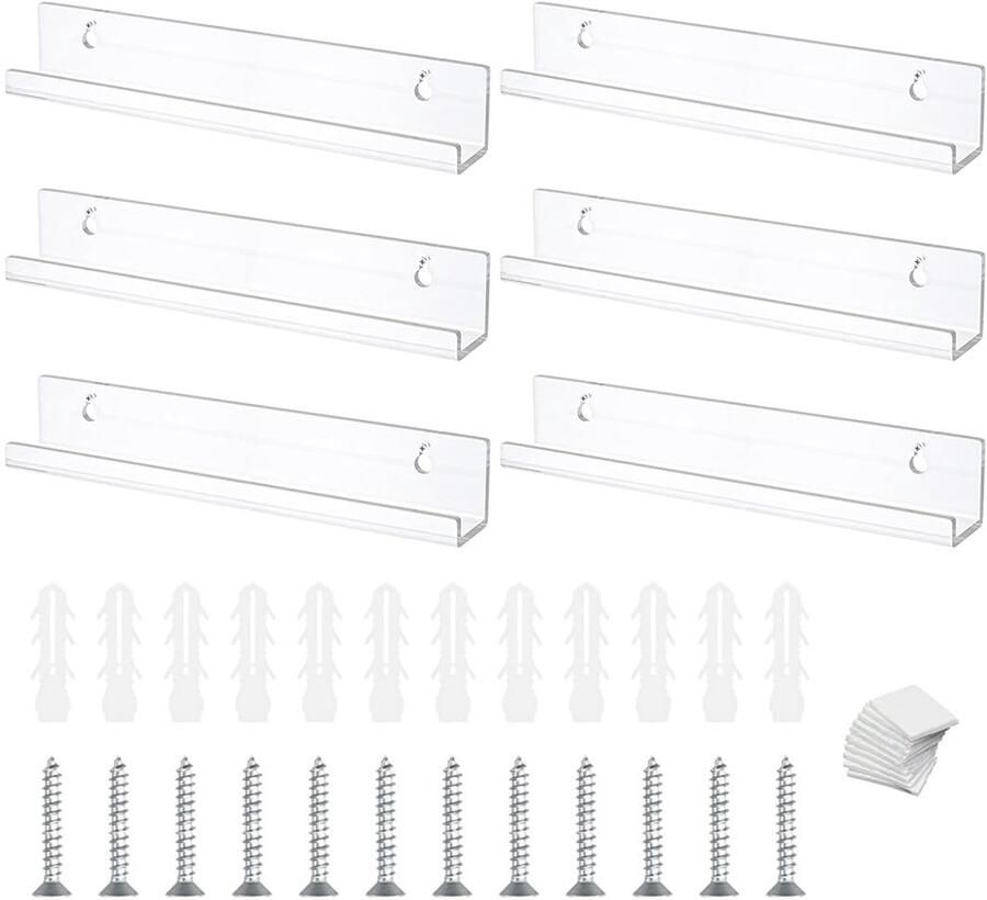 Zwevende Acryl Planken Set van 6 Voor Vinylplaten en Decoratie