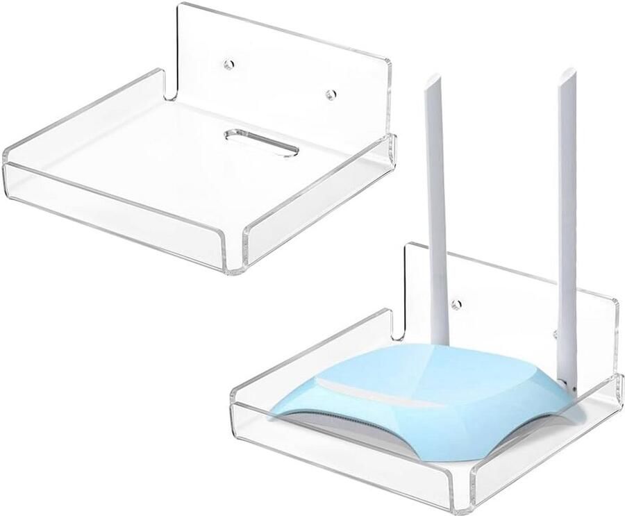 Zwevende acryl wandrekken Set van 2 Zelfklevende wandplanken voor opbergdecoratie in slaapkamer en woonkamer