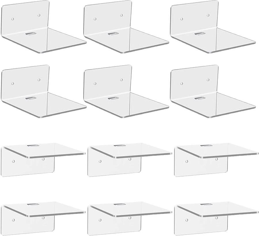 Zwevende acrylplanken set van 12 helder 10x9 5x4 5 cm