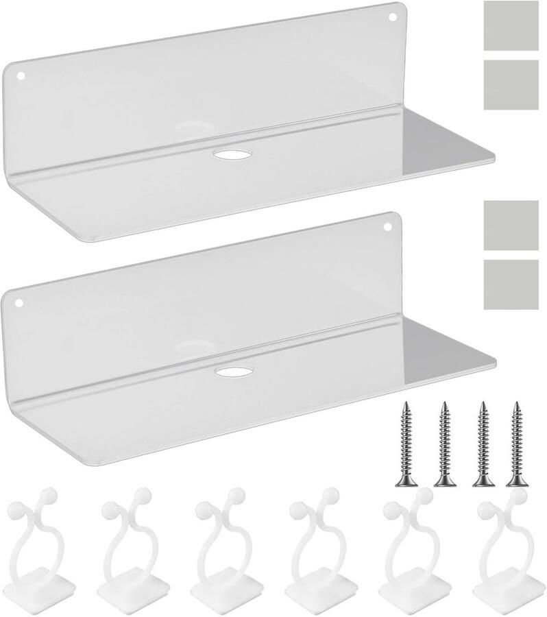 Zwevende Acrylplanken Stijlvol en Praktisch Set van 2 Transparant 22 9 x 9 5 x 6 cm