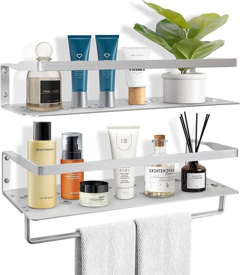 Zwevende aluminium wandplanken set van 2 ruimtebesparende hangende wandplanken voor slaapkamer keuken badkamer woonkamer thuiskantoor opbergorganizer bathroom shelf wood