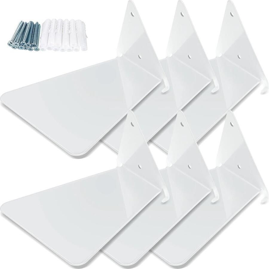 Zwevende Boekenkast Multifunctionele Plank 6 Stuks Wit Ijzer