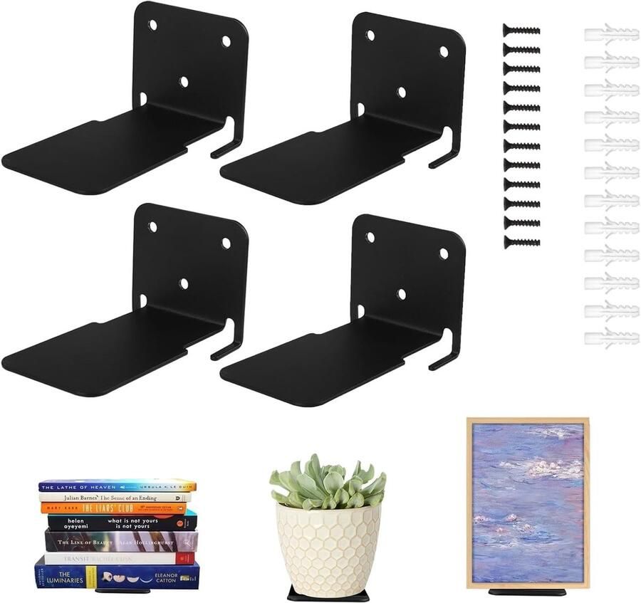 Zwevende Boekenkast Set van 4 Onzichtbaar en Modern Metalen Wandrek