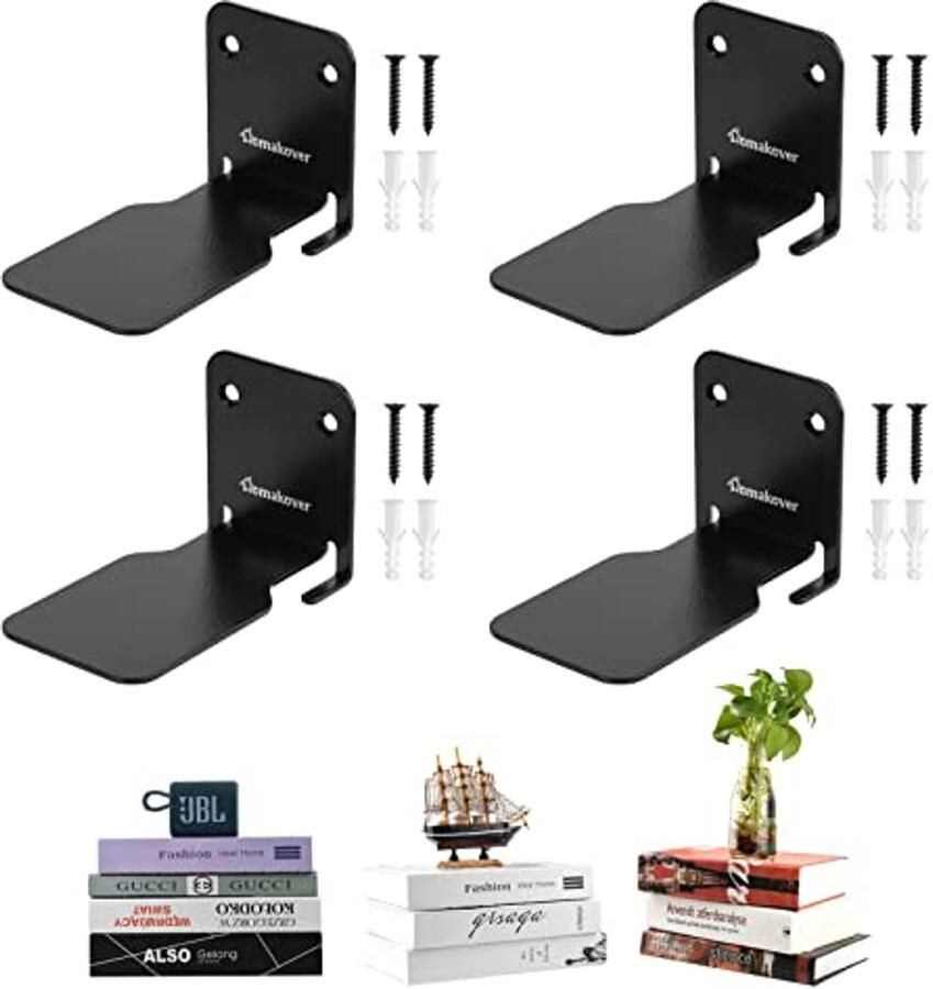 Zwevende Boekenkasten Zware Duurzame Wandplanken (4-Pack Zwart)