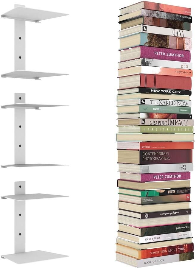 Zwevende boekenplanken Wit Set van 3