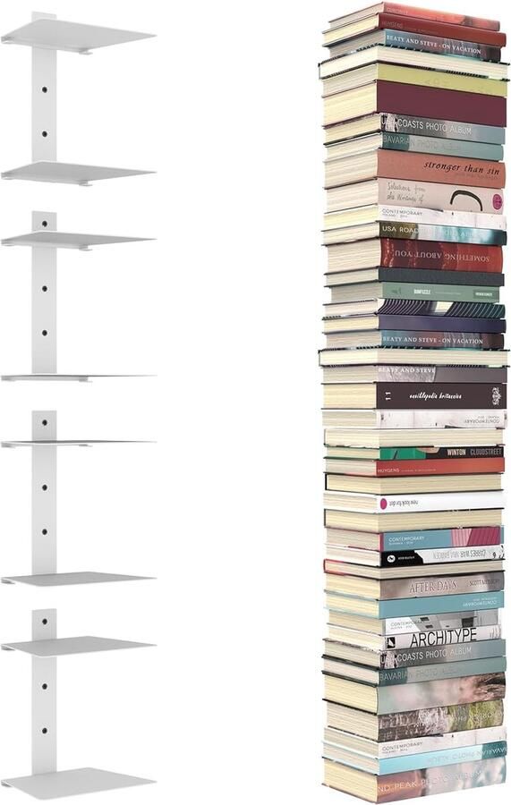 Zwevende boekenplanken Wit Set van 4