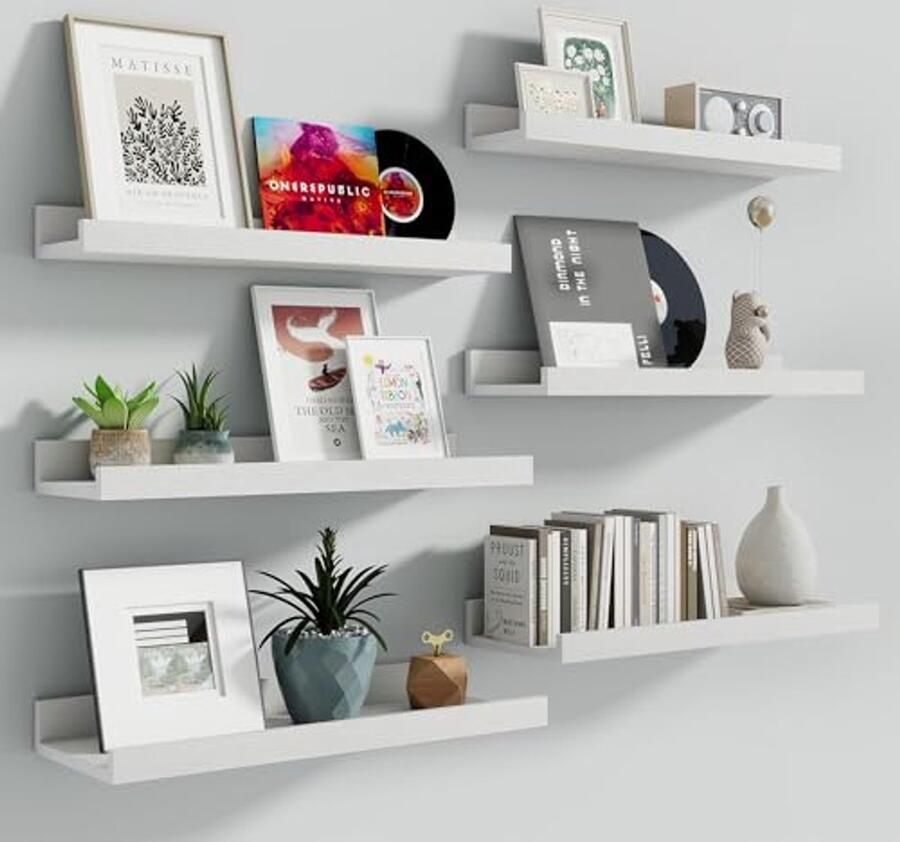 Zwevende Fotoplanken Set van 6 40 6 cm Lange Wandplanken voor Kinderkamer Woonkamer Slaapkamer en Keuken