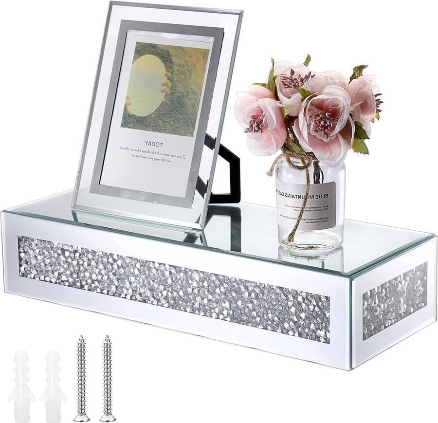 Zwevende glazen wandplanken decoratief en praktisch 2 stuks helder glas 38 x 15 x 8 cm