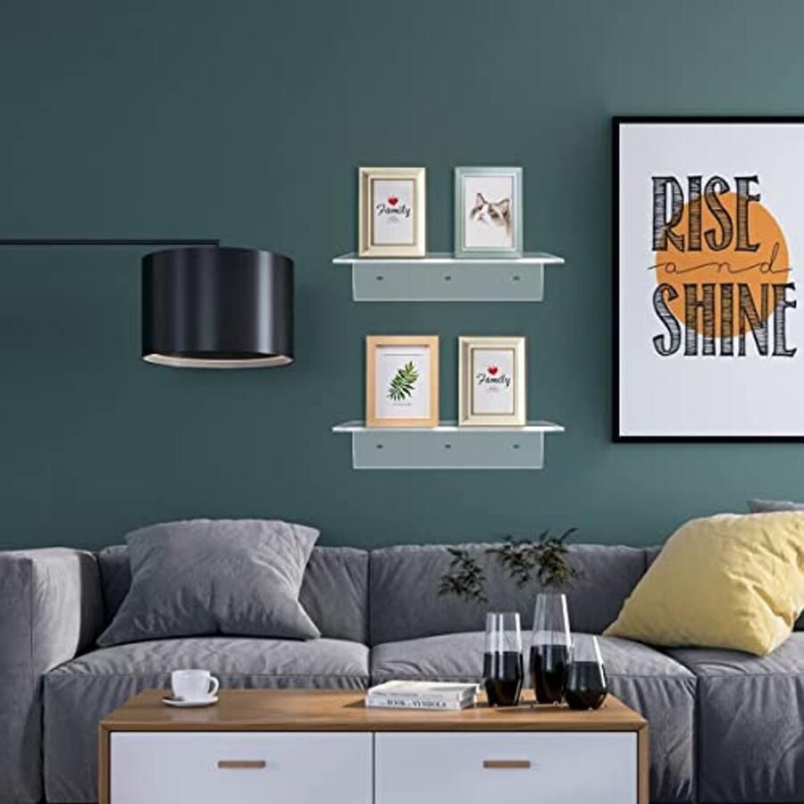 Zwevende heldere acryl wandplanken Set van 2 voor woonkamer badkamer en meer