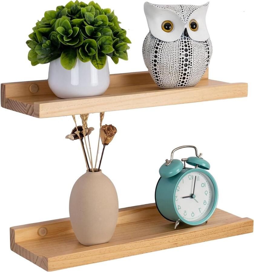 Zwevende planken voor muur 13 cm diep set van 2 massief houten wandplanken met lippen voor boeken ideaal voor elke kamer!