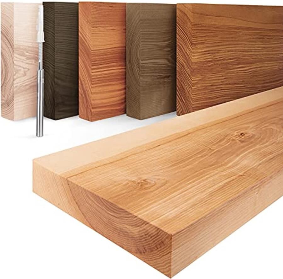 Houten Zwevende Plank 100 cm Rustieke Wandplank van Essenhout