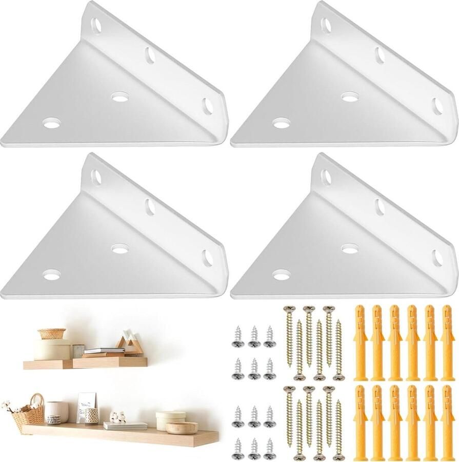 Zwevende houten planken voordeelset van 3 met maanfasen-metalen decoratie ideaal voor keuken en badkamer stijlvolle opslag in zwart wandrek